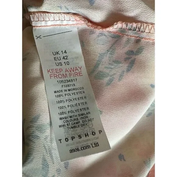 Topshop Women's Floral V-Neck Cropped Wrap Blouse Size 10 Multicolor - Picture 6 of 6